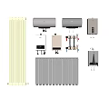 Various Home Heating Radiators Including White Gray Wall Mounted Devices And Accessories 3d model