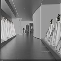 Modern Bridal Shop Interior With Arched Doorway Large Windows And Displayed Wedding Dresses
