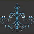 Elegant Blue Branched Lighting Combination With Crystal Accents And Reflective Base 3d model