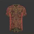 Fashionable Green Short Sleeve T-shirt With Printed Paisley Pattern For Daily Wear