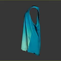 Loose Fit Sleeveless Top With Blue Gradient Mesh Fabric And Casual Style Design