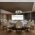 New Chinese-style Room Box Restaurant Large Round Table Sideboard 3d model