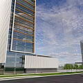 Modern Museum Architecture With Open Courtyard Greenery And Urban Skyline
