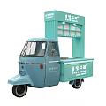 Green Mobile Food Truck With Open Selling Window And Signboard For Street Snacks
