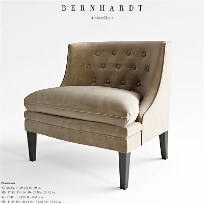 Beige Velvet Accent Chair With Tufted Back And Black Wooden Legs 3d model