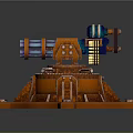 3D Model Mechanical Device With Orange Main Body Gears Motor And Base