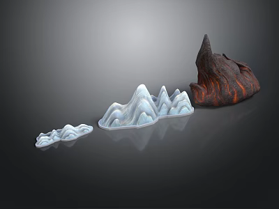 Realistic Terrain Models With Small Snow Mountains Large Ice Peaks And Volcanic Formations 3d model