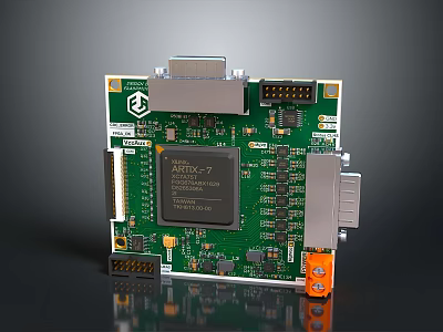 Computer Circuit Board Hardware With ARTIC7 Chip And Interface Components 3d model