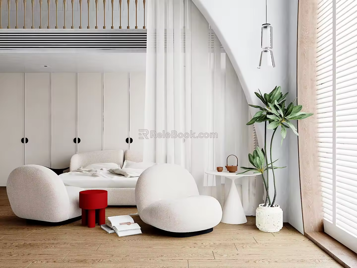 Modern single sofa side table 3d model