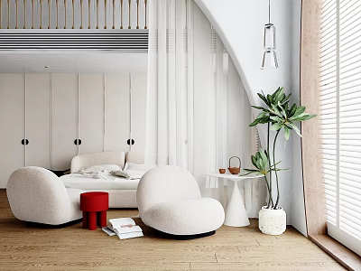 Modern single sofa side table 3d model