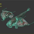 Flying Fantasy Mythical Creature 3D Model With Glowing Red Scales And Wings