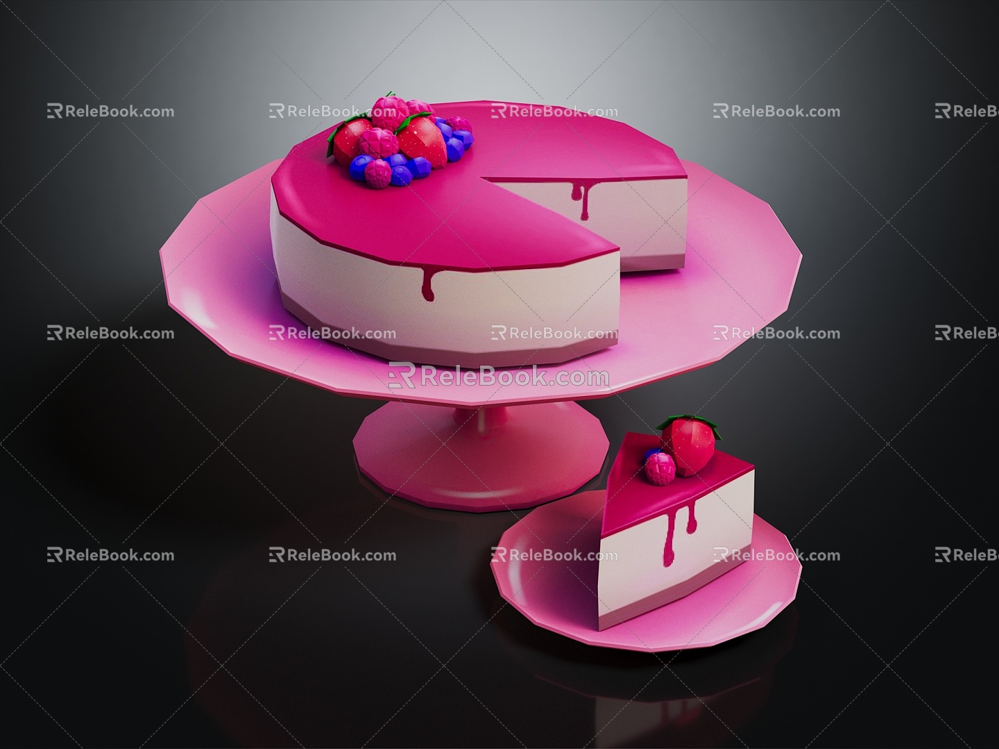 Modern Cake Birthday Cake Chocolate Cake Cream Cake 3d model