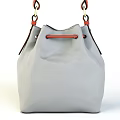 Stylish Blue And Gray Bucket Bags With Orange Tassels Zippers And Labels