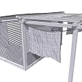 Construction Site Temporary Building With Metal Sheets Wooden Frames Louvered Panels And Flag