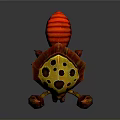 Exotic Animal With Yellow Spotted Carapace Red Claws And Multiple Legs Structure