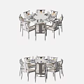 Elegant Round Dining Table Set With Matching Chairs And Tableware Setting 3d model