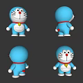 Blue Cartoon Character 3D Model With Red Collar Yellow Bell And Multiple Views 3d model