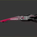 Streamlined Pink and Black Race Car with DDD Logo Aerodynamic Features and Reflective Surface