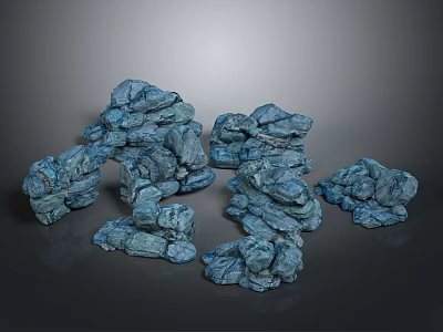 Blue Natural Stone Piles Stacked Neatly For Building Decorative Uses 3d model