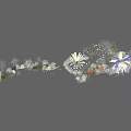 Vibrant Flowers And Lush Plants Featuring White Blue Blooms In Decorative