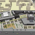 Urban Building Complex Aerial View With Parking Lots Green Areas And Roads