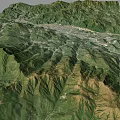 Detailed Mountain Terrain Aerial View With Lush Green Vegetation And Rolling Valleys