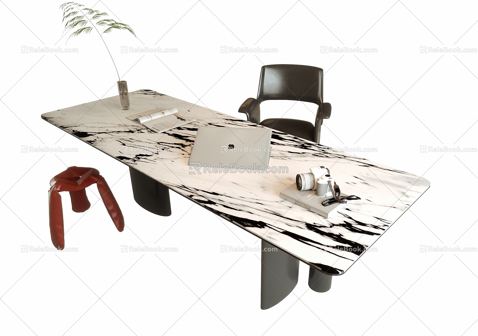 Modern Desk and Chair Combination Desk Desk Decoration 3d model