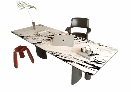 Modern Desk and Chair Combination Desk Decoration 3d model