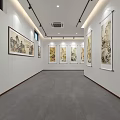Spacious Bright Art Studio With White Walls Gray Floors Traditional Paintings And Recessed Lighting