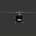 Modern Black Blue Helicopter With Rotors Landing Gear And Dark Background Reflection