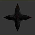 Symmetric 3D Geometric Structure With Black Surface Red Lines And Blue Accents