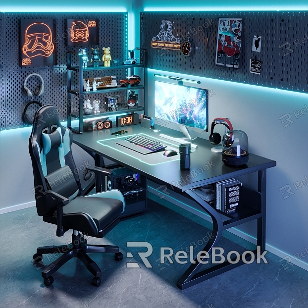 Modern E-sports Desk Computer Desk E-sports Room model