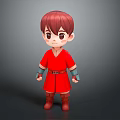 Cartoon Man with Red Hair Wearing Red Robe Blue Wrist Guards and Brown Boots