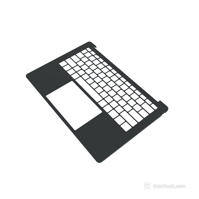 Sleek Black Laptop Keyboard With White Keys And Touchpad Design 3d model 