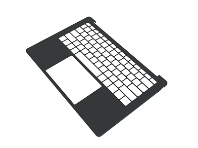 Sleek Black Laptop Keyboard With White Keys And Touchpad Design 3d model