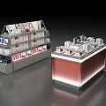 Modern Display Shelves Featuring Multiple Layers And Various Cosmetic Products On 3d model