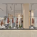 Fashion Clothing Store Interior With Hanging Dresses Decorative Plants And Lighting Fixtures