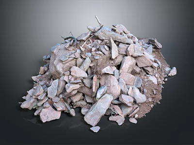 Construction Site Pile of Mixed Stones Gravel and Dirt Materials 3d model