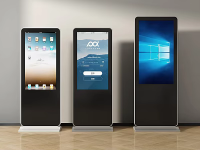 Three Modern Vertical Commercial Digital Signage Displays With HD Screens And Sleek Design 3d model