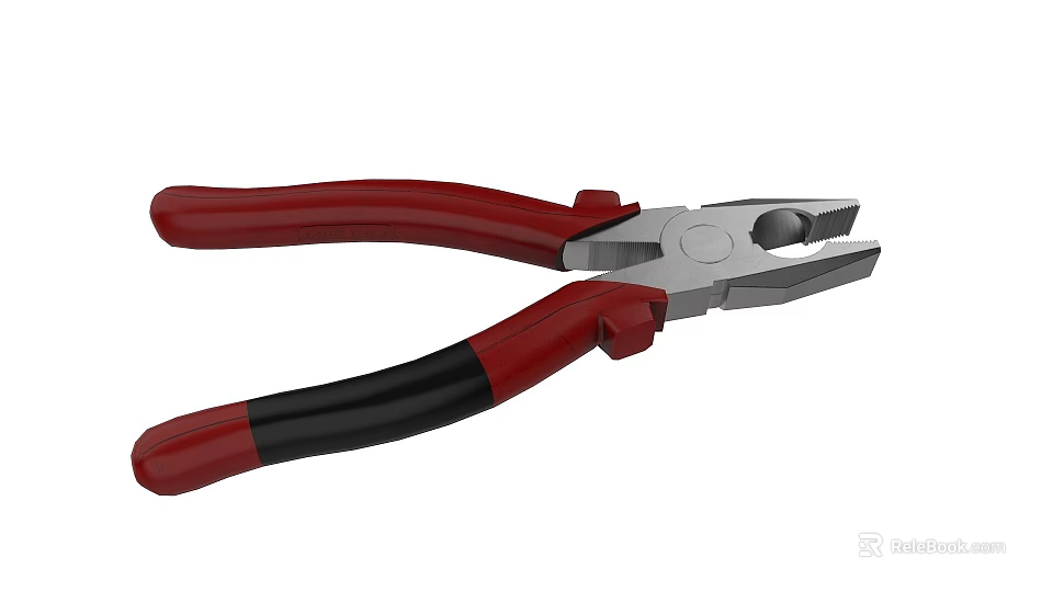 Durable Pliers With Red And Black Handles And Silver Metal Jaw Design 3d model 