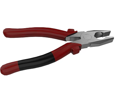 Durable Pliers With Red And Black Handles And Silver Metal Jaw Design 3d model