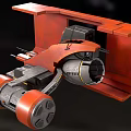 Orange And Black Sci Fi Mechanical Vehicle With Blue Panels Tracks And Components 3d model