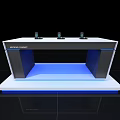Modern Display Shelves With Blue Lighting Unique Structures And Sleek Design 3d model