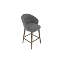 Modern Minimalist Bar Stool With Fabric Upholstered Seat And Wooden Legs