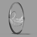 Decorative Ornament Set with Circular Metal Frame and White Artistic Structure for Modern Home Decor