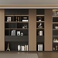 Modern Wooden Black Bookcase With Shelves Books And Eiffel Tower Ornament