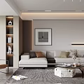 Modern Living Dining Room Interior Design With Sofa Coffee Table Rug And Decorative Artwork