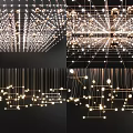 Modern Geometric Chandelier with Metal Frame and Hanging Bulbs for Contemporary Interior Design