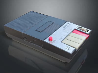 Vintage Computer Tape Drive Device With BASICODE Label Red Button And Retro Design 3d model