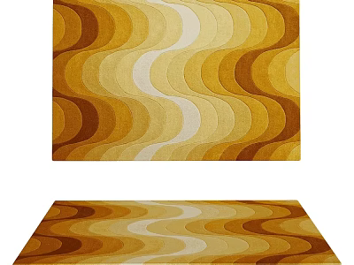 Wavy Pattern Square Rug in Yellow Brown and Cream Tones for Home Decor 3d model